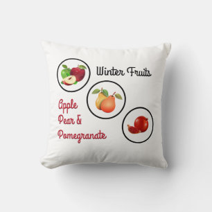 Apple, Pear & Pomegranate Symbols Throw Pillow