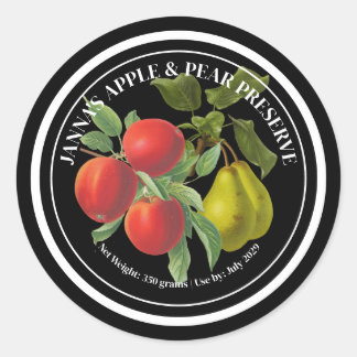 Apple & Pear Preserve Label Elegant Vintage