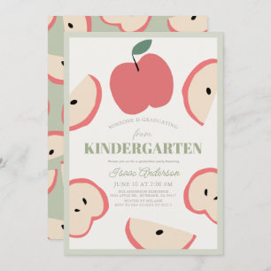 Apple Photo Green Boy Kindergarten Graduation Invitation