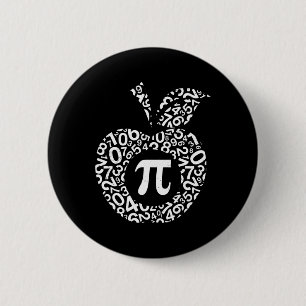 Apple Pi Algebra Sign Math Funny Pi Day Gift  Button