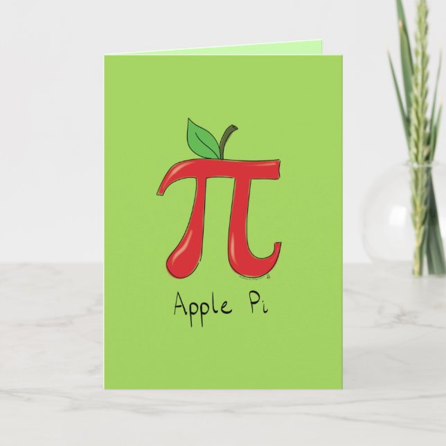 Apple Pi Cute Math Pi Day Greeting Card (Front)