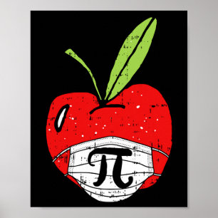 Apple Pi-day Cute Face Mask Teacher Student Quaran Poster