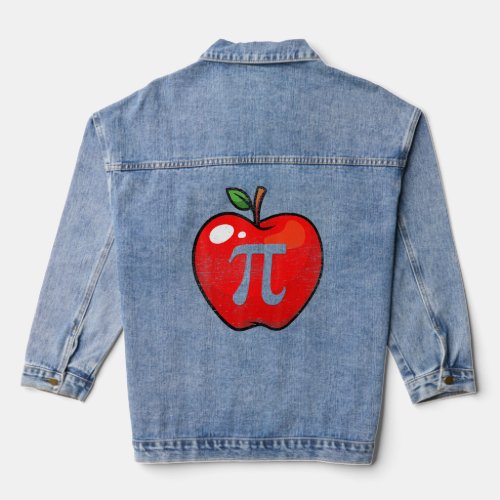Apple Pi Day Math Lover Teacher Student 3 14 Apple Denim Jacket