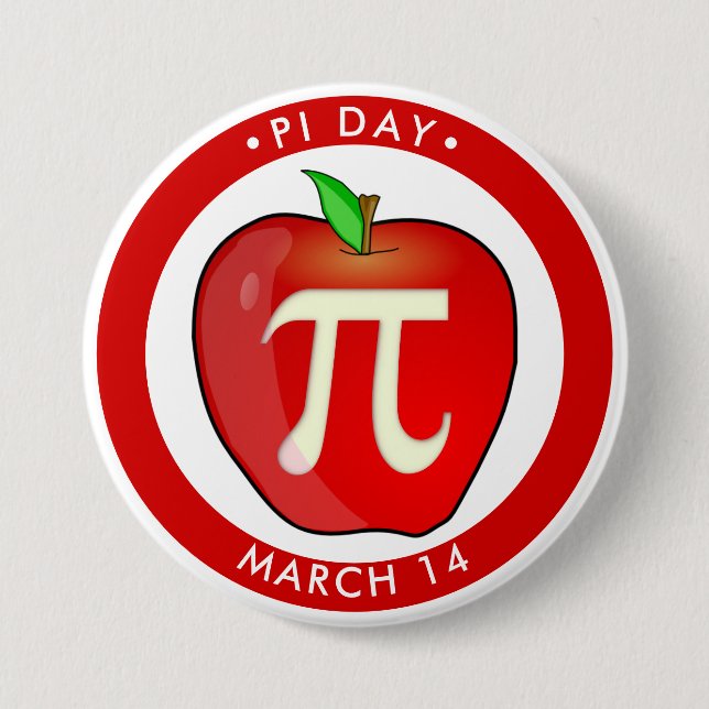 Apple Pi Day Pun Button (Front)