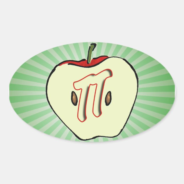 Apple Pi (Pie) Oval Sticker (Front)