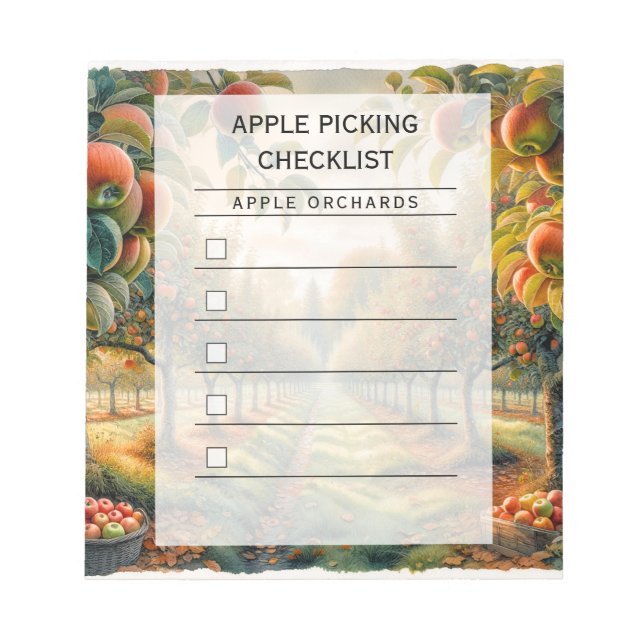 Apple Picking Checklist Notepad (Front)