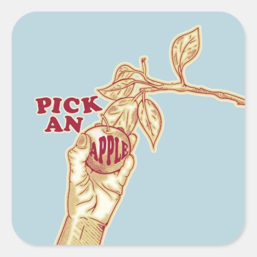 Apple picking orchard harvest square sticker