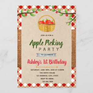 Apple picking party invitation