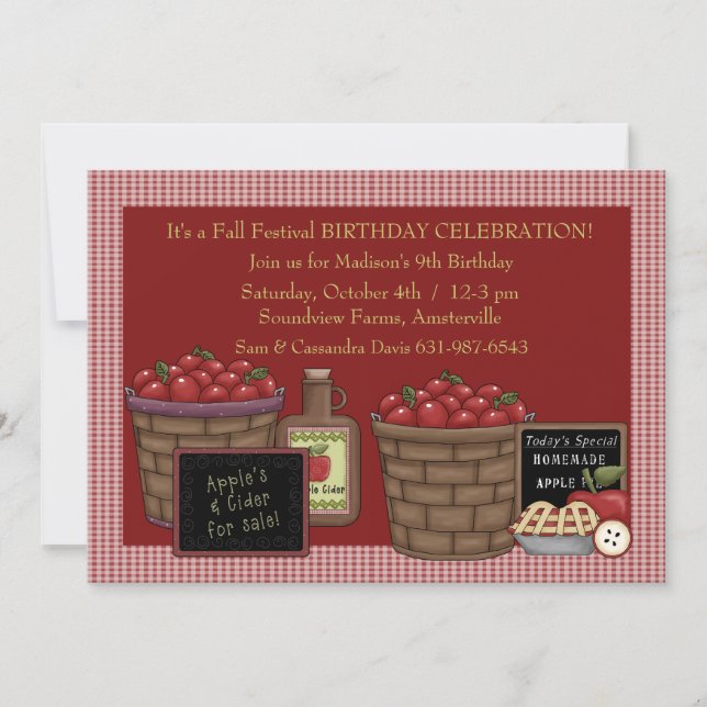 Apple Picking Time - Birthday Party  Invitation (Front)