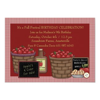 Apple Picking Time - Birthday Party  Invitation