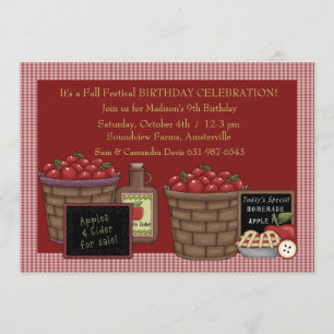 Apple Picking Time - Birthday Party Invitation