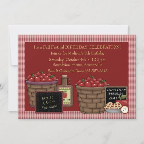 Apple Picking Time _ Birthday Party  Invitation