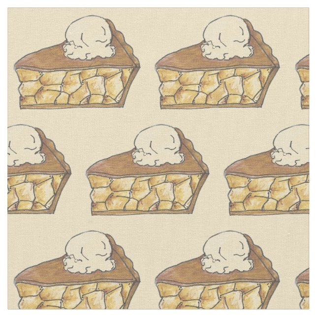 Apple Pie a la Mode Slice Baking Dessert Foodie Fabric (Close Up)