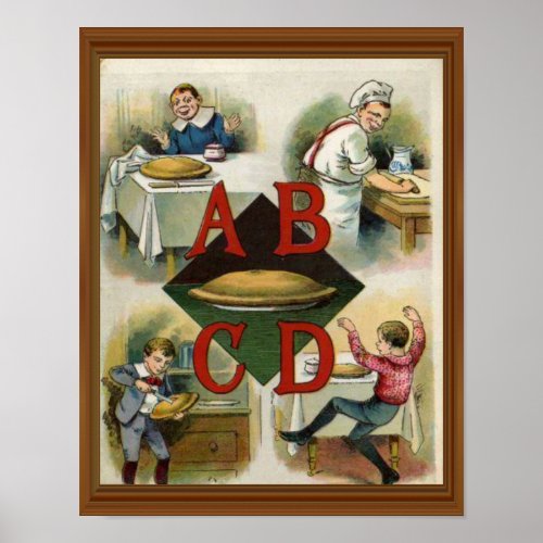 Apple Pie Alphabet 19th Century Illustration Art Poster