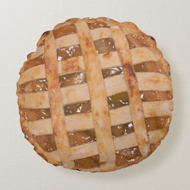 Apple Pie Baked and Raw Round Pillow (Front)