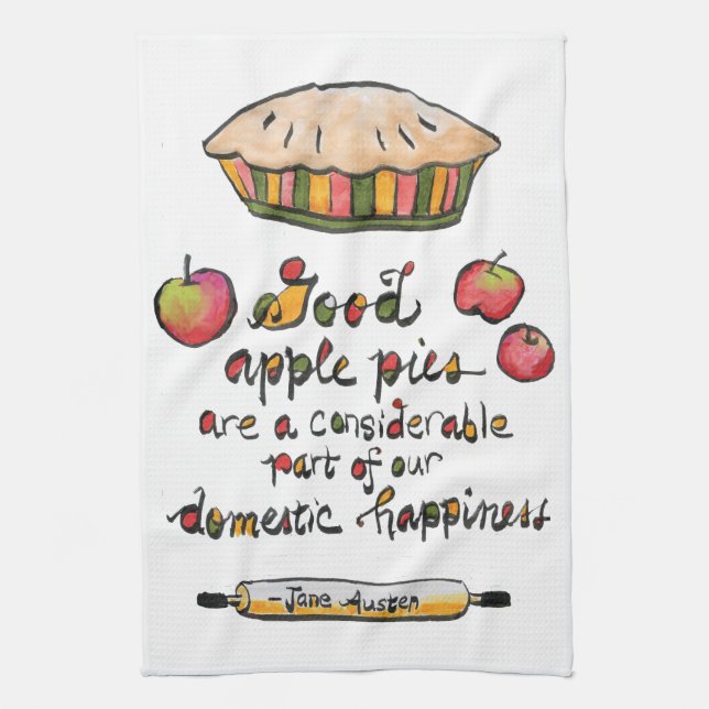 Apple Pie Baking Jane Austen Quote  Kitchen Towel (Vertical)