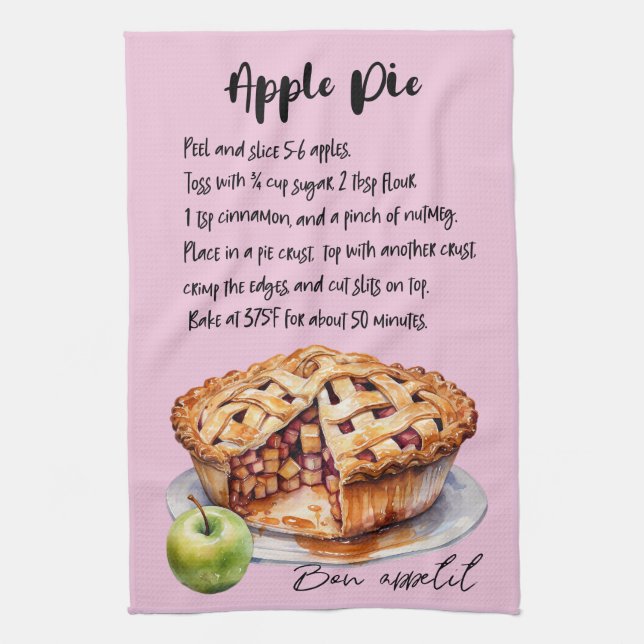 Apple Pie Baking Recipe Kitchen Towel (Vertical)