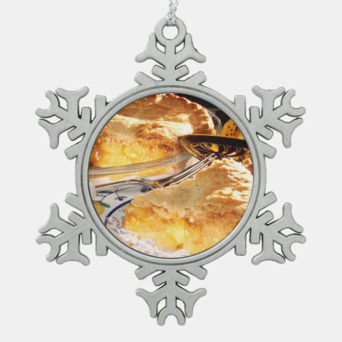 Apple Pie Dessert Snowflake Pewter Christmas Ornament