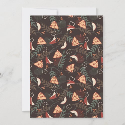 Apple Pie Floral Pattern Black Holiday Card