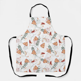 Apple Pie Floral Pattern White Apron