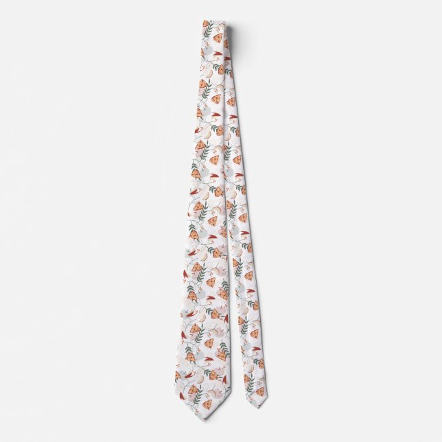 Apple Pie Floral Pattern White Neck Tie (Front)
