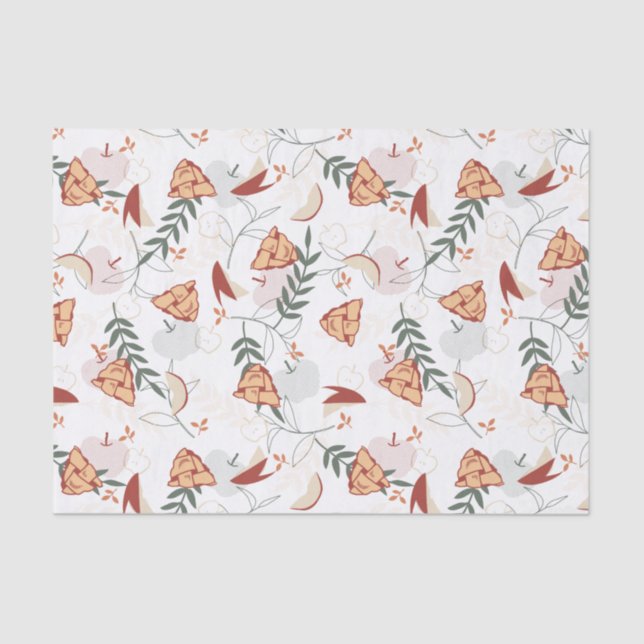 Apple Pie Floral Pattern White Tissue Paper (Front)