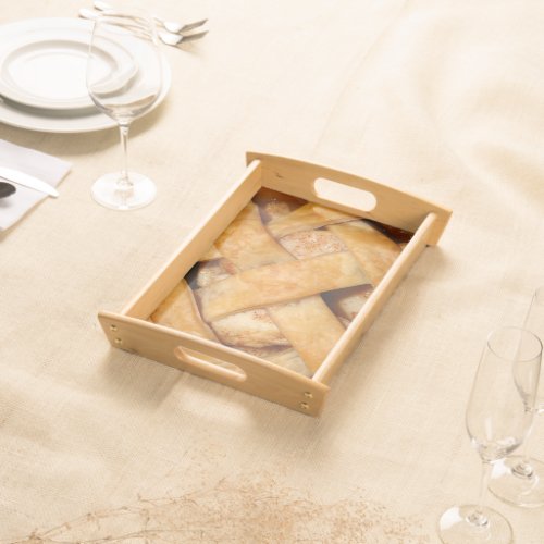 Apple pie lattice crust  dessert food serving tray
