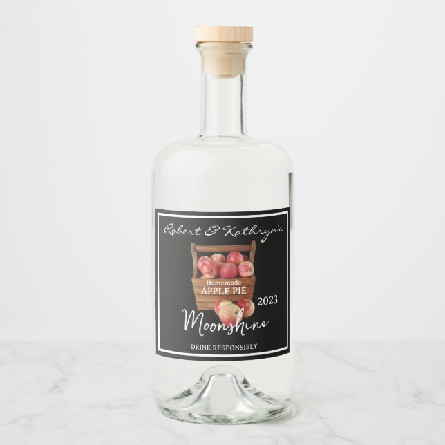 Apple Pie Moonshine Personalized Liquor Bottle Label (Front)
