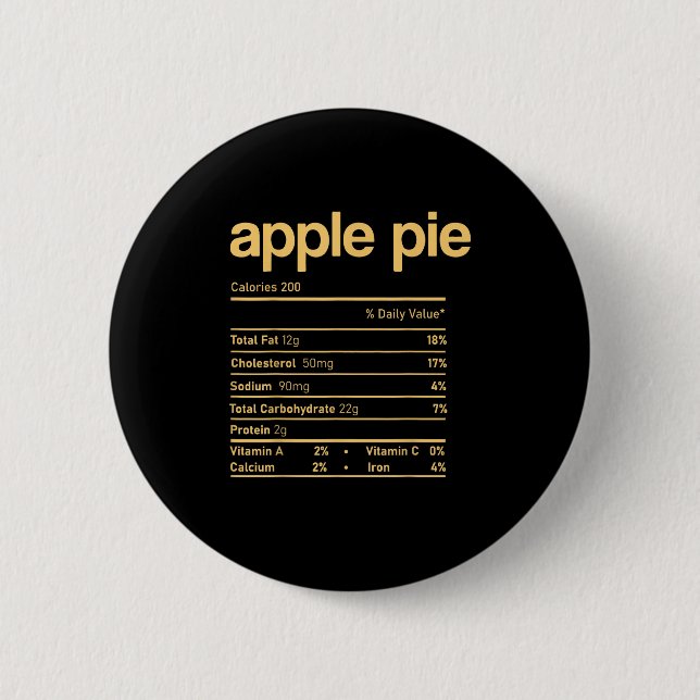 Apple Pie Nutrition Facts Funny Thanksgiving Chris Button (Front)