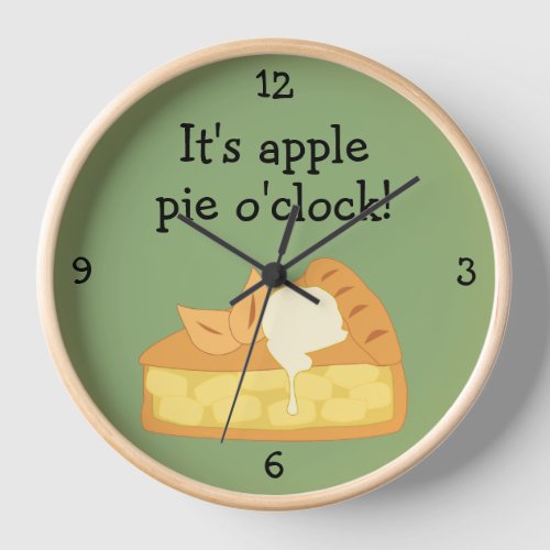 Apple Pie OClock fun food graphic Large Clock