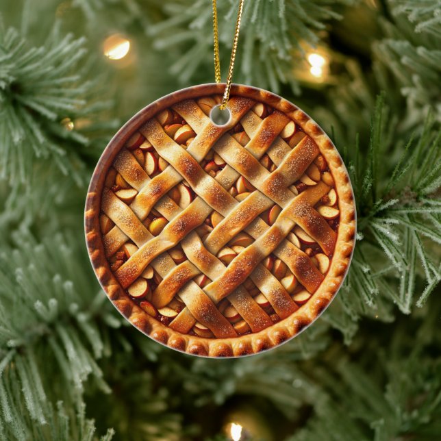 Apple Pie Personalized Food Christmas Ceramic Ornament (Tree)