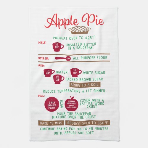 Apple Pie Recipe Gift Tea Kitchen Towels