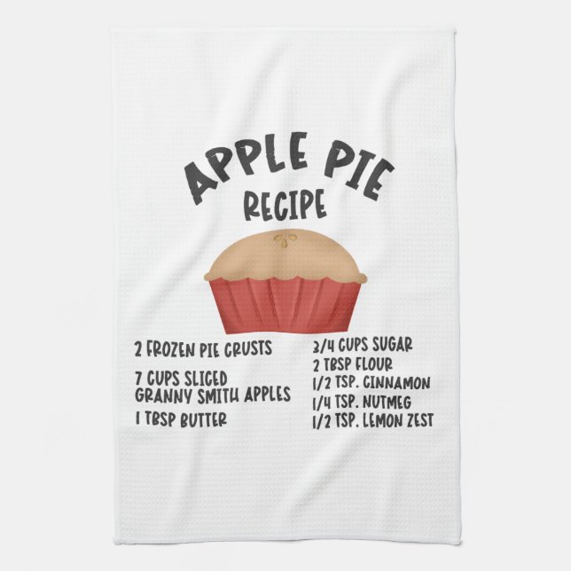 Apple Pie Recipe Kitchen Towel (Vertical)
