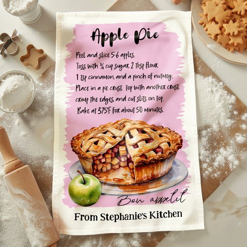 Apple Pie Recipe Personalized Kitchen Towel