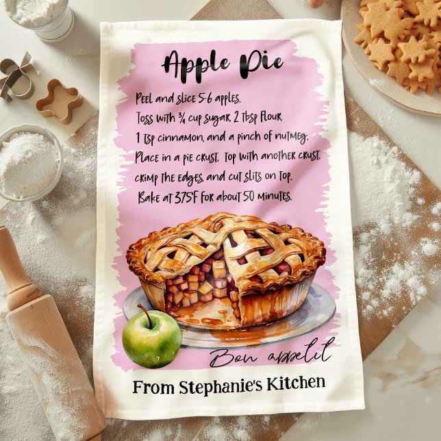 Apple Pie Recipe Personalized Kitchen Towel (Creator Uploaded)
