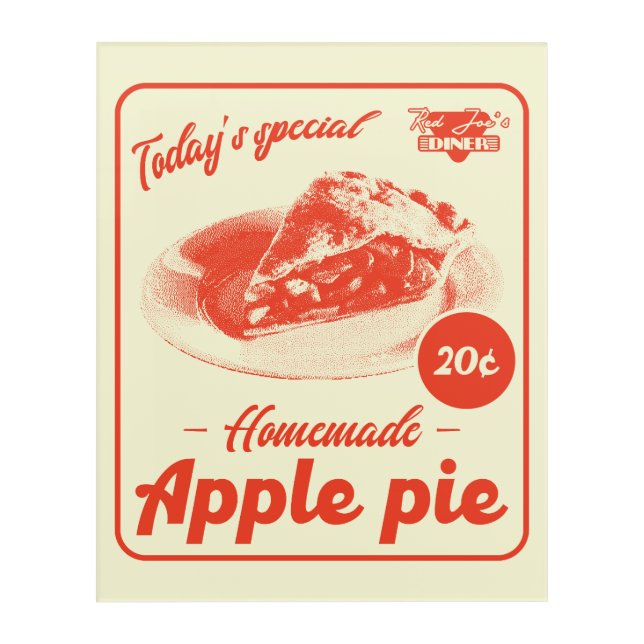Apple Pie Retro Aesthetic Diner Promo Poster Acrylic Print (Front)