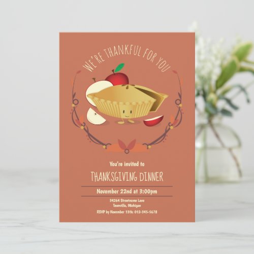 Apple Pie Thanksgiving Dinner Holiday Invitation