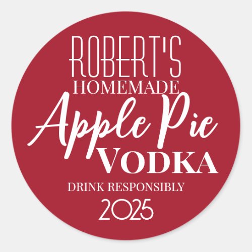 Apple Pie Vodka Personalized Classic Round Sticker