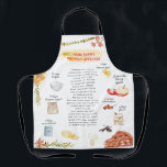 Apple Pie Watercolor Recipe Heirloom Apron<br><div class="desc">For a unique gift, make a batch of goodness right from one of grandma's treasured recipes, and gift along with a heirloom apron printed with the same recipe. Turn handwritten recipes from your mother or grandmother or aunts into gorgeous and sentimental aprons for daily use. Any recipe can be designed....</div>