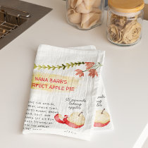 Apple Pie Watercolor Recipe Heirloom Tea Towels
