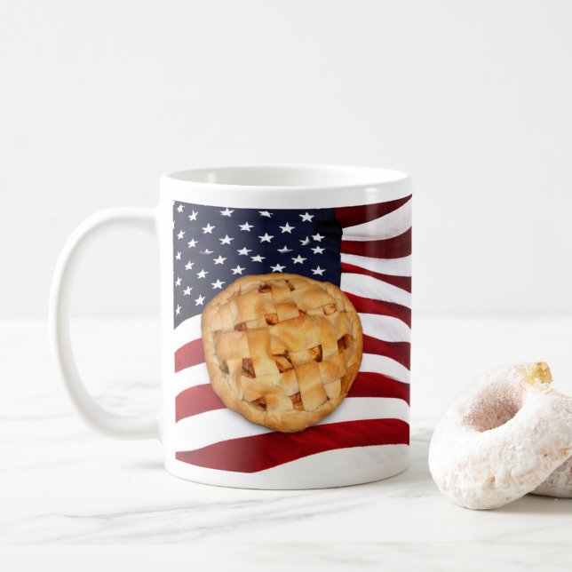 Apple Pie with American Flag Coffee Mug (With Donut)