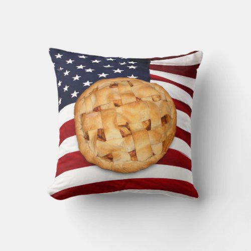 Apple Pie with American Flag Throw Pillow