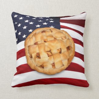 Apple Pie with American Flag Throw Pillow
