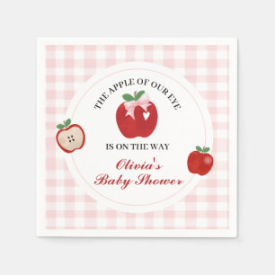 Apple Pink Bow preppy Coquette Baby Shower Napkins