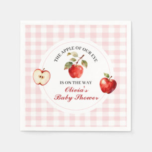 Apple Pink Bow preppy Coquette Baby Shower Napkins