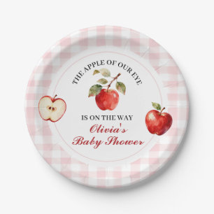 Apple Pink Bow preppy Coquette Baby Shower Paper Plates
