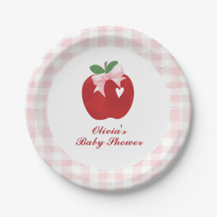 Apple Pink Bow preppy Coquette Baby Shower Paper Plates