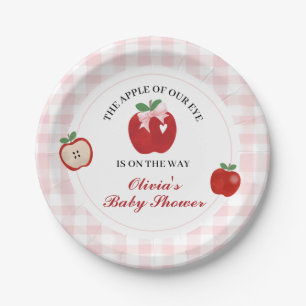 Apple Pink Bow preppy Coquette Baby Shower Paper Plates