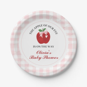 Apple Pink Bow preppy Coquette Baby Shower Paper Plates