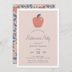 Apple Pink Teacher Retirement Invitation